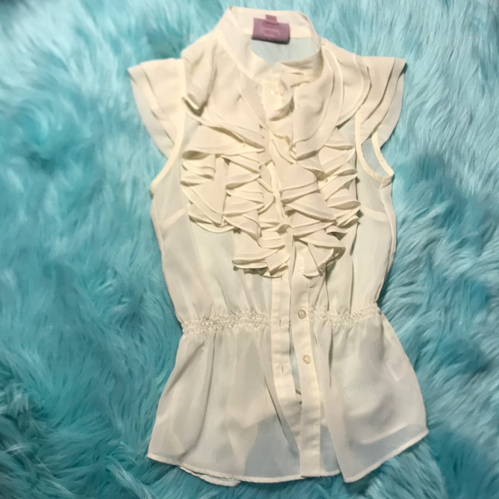 Top Blouse Femme Blanc Avec Impression Couronne, Roses & Ailes - Strass - Taille S